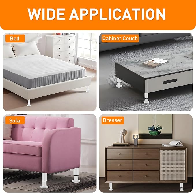 4 Pcs Adjustable Height Furniture Support Legs 10-17 inch, Metal Adjustable - Image 6
