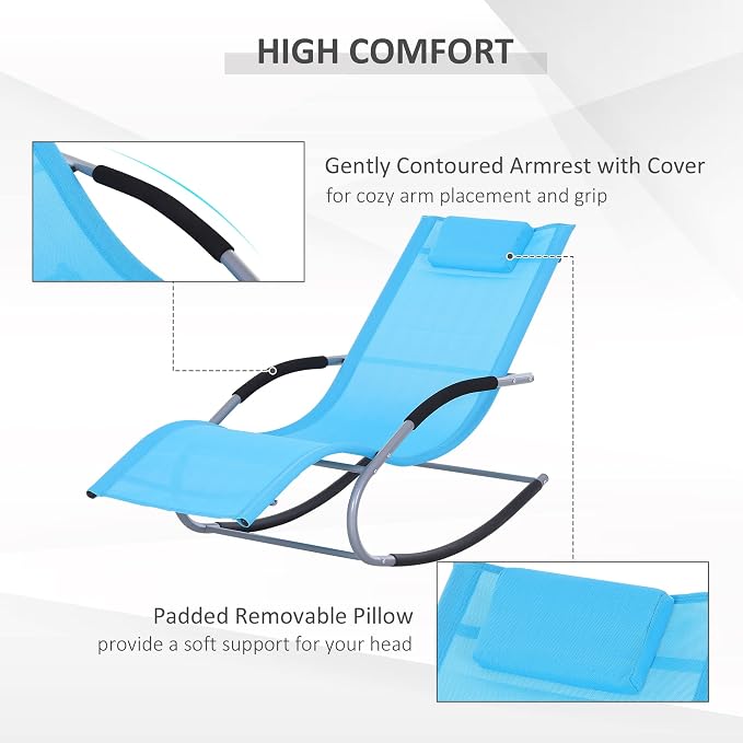 Outsunny Zero Gravity Rocking Chair Outdoor Chaise Lounge Chair Recliner Rocker - Image 5