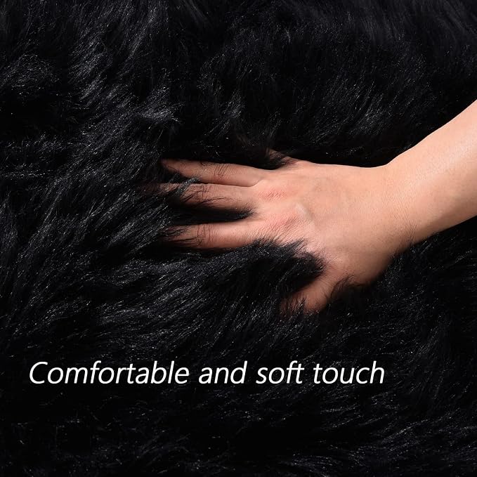 Latepis Black Fluffy Small Fur 3x4 Area Rug - Image 4