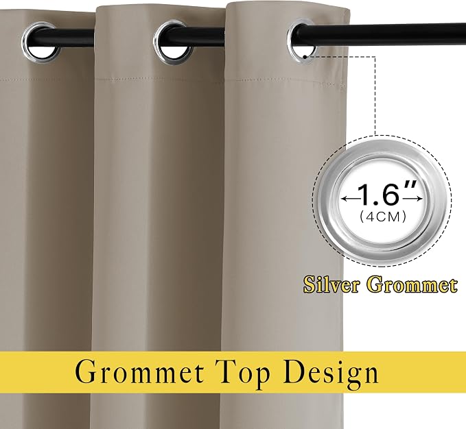 NICETOWN Blackout Taupe Curtains & Drapes 90 inches Long - Image 2