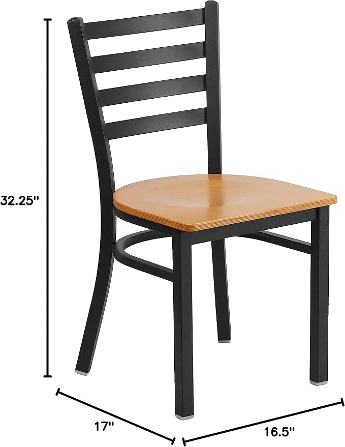 Flash Furniture 2 Pack HERCULES Series Black Ladder Back Metal Restaurant Chair - Image 3