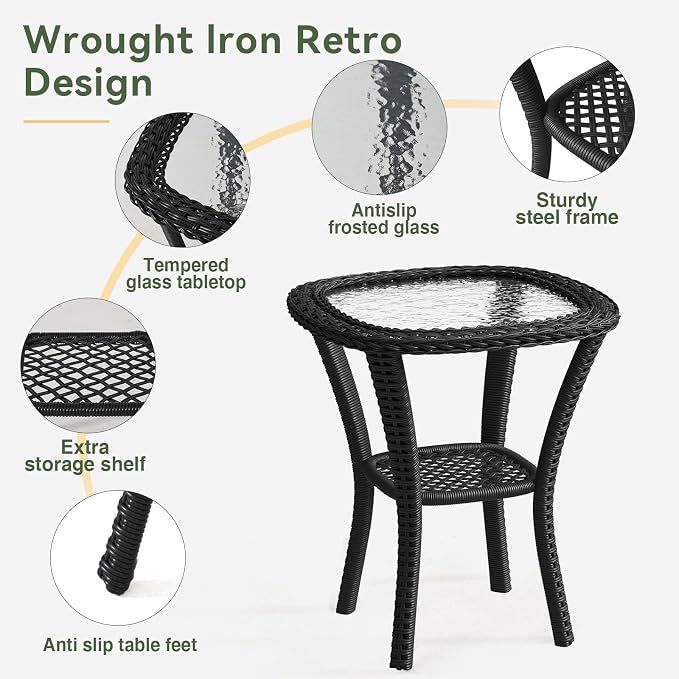 Aoxun 3 Pieces Patio Furniture Set, Patio Swivel Rocker Chairs Set of 2 - Image 7