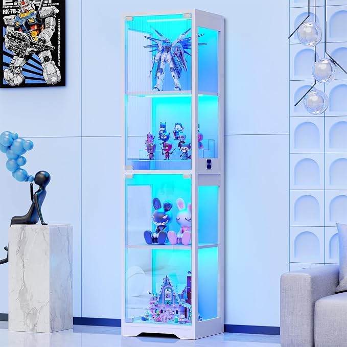 BROTTAR Glass Display Cabinet, 4-Tier Curio Cabinets by BROTTAR
