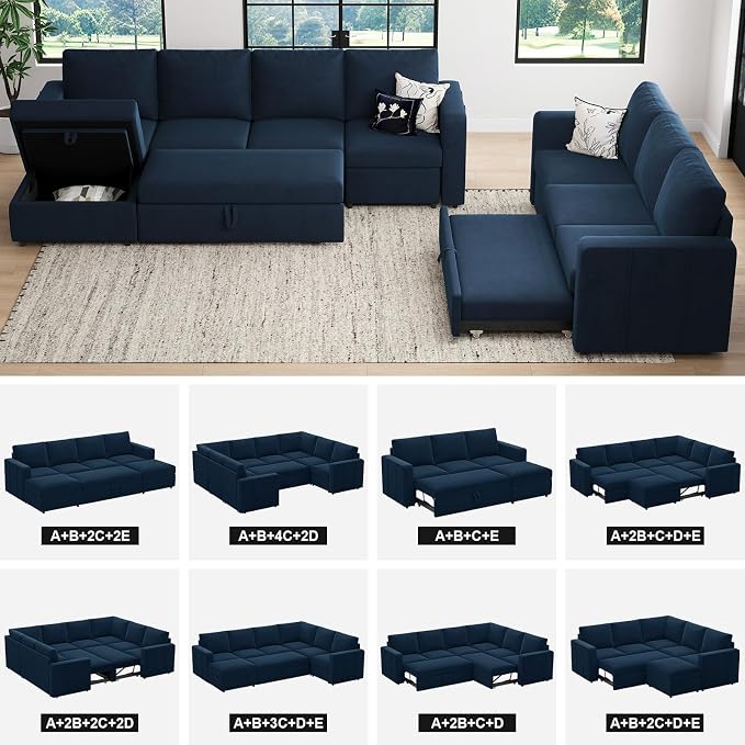 Belffin Modular Sectional Sleeper Sofa Bed - Image 7