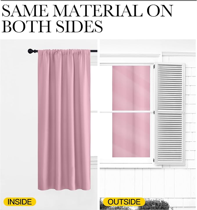 NICETOWN Blackout Curtains for Living Curtains, Rouge Pink, 2 Panels, 42 by 72 - Image 5