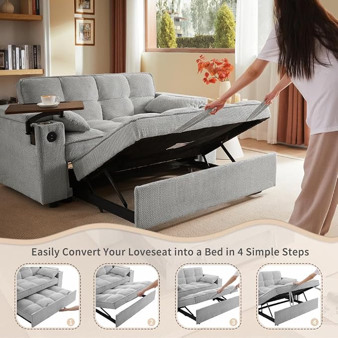 Auvsoce 65'' Convertible Sleeper Sofa Bed - Image 8