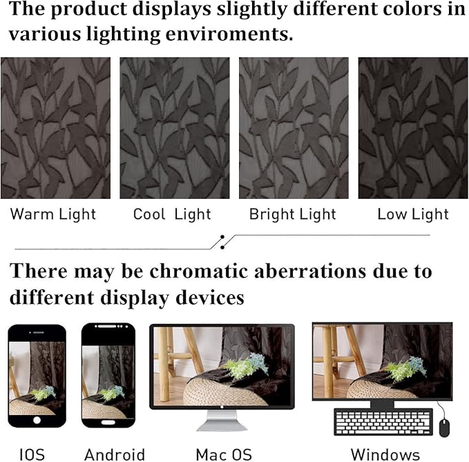 Lecloud Leia Living Room Chocolate Brown Sheer Curtains 72 Inch Length 2 Panels - Image 4