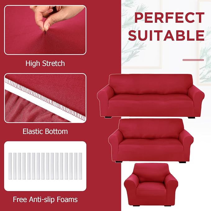 Peryiter 3 Pcs Couch and Loveseat Covers Set Sofa Cover - Image 3