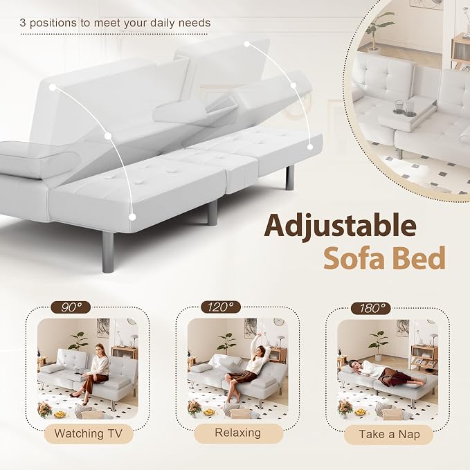 Shahoo Convertible Folding Futon Sofa Bed Sleeper Couch - Image 4