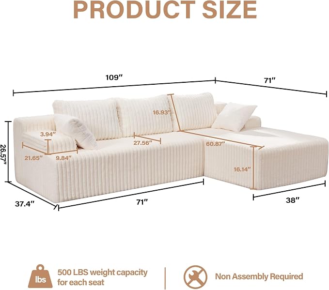 Modular Sectional Sofa Couches L-Shape Couch - Image 2