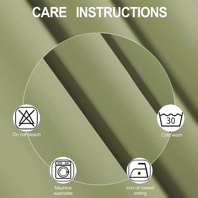 LEMOMO Sage Green Thermal Blackout Curtains/52 x 54 Inch/Set of 2 Panels Room - Image 4
