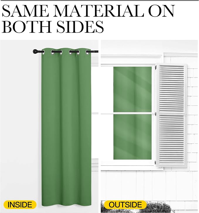 NICETOWN Froest Green Blackout Curtains 48 inches Length - Image 5