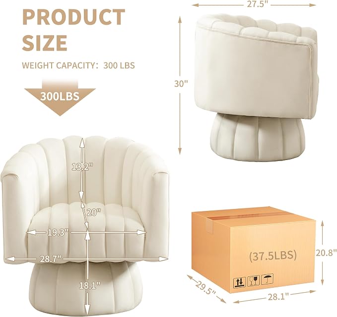 Swivel Accent Barrel Chair Set of 2- Cute Comfy Small Round 360° Arm Chair - Image 2