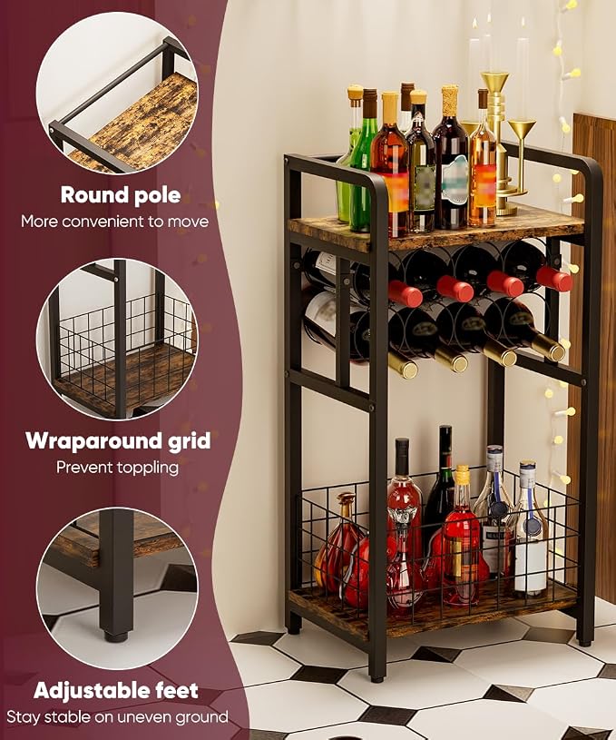 3-Tier Wine Rack Freestanding Floor - Image 4