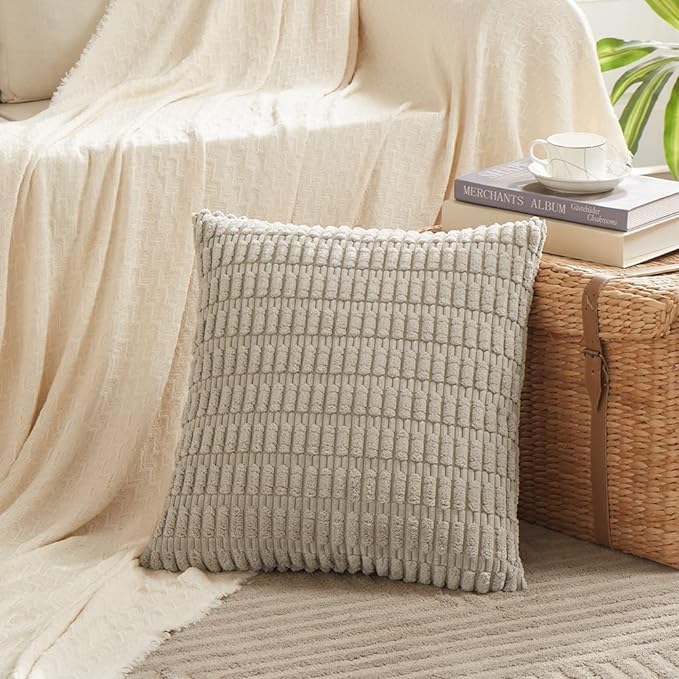 Fancy Homi 4 Packs Taupe Decorative Throw Pillow Covers 22x22 Inch - Image 2