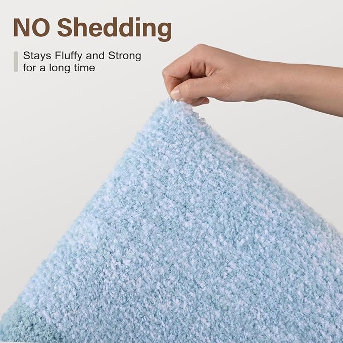 48x32 Large Bathroom Rugs Washable Non Slip, Light Blue Bath Mat - Image 8