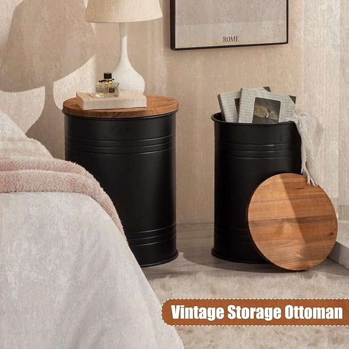 Poofzy Farmhouse End Tables Set of 2, Galvanized Metal Decor Side Table - Image 6