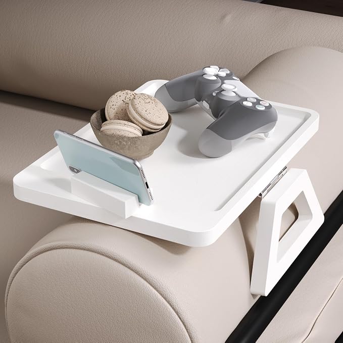 Couch Arm Tray with 360°Phone, Bamboo Folding Sofa Tray, Sofa Armrest Trays - Image 4
