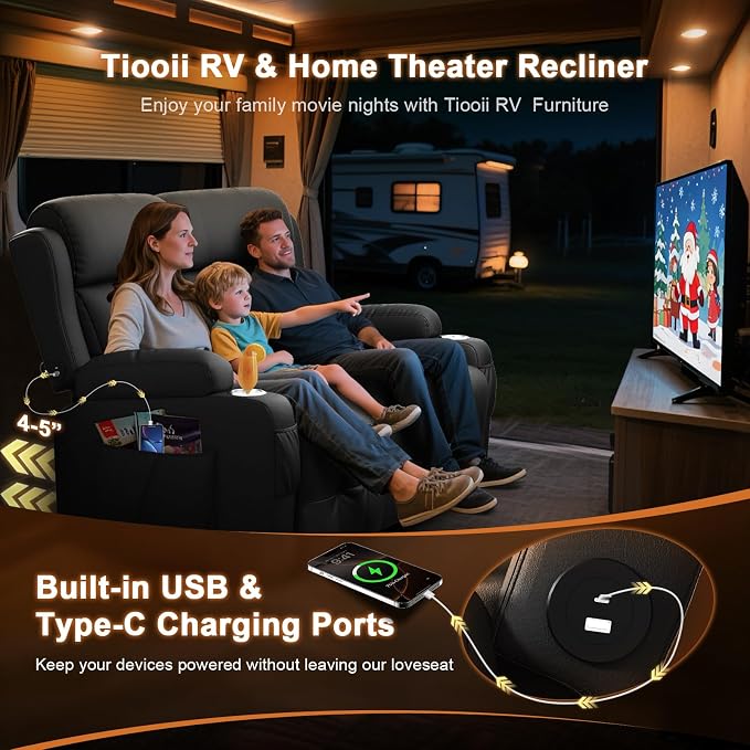 Home Theater Seating Loveseat Recliner Sofa, Wall-Hugger Reclining Couch - Image 4