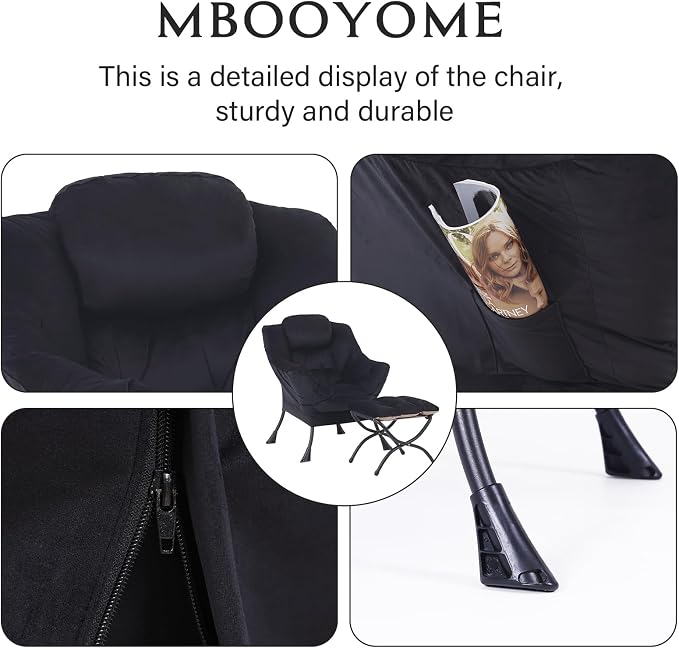MBOOYOME Lazy Chair with Folding Ottoman, Modern Accent Lounge Armchair with - Image 5