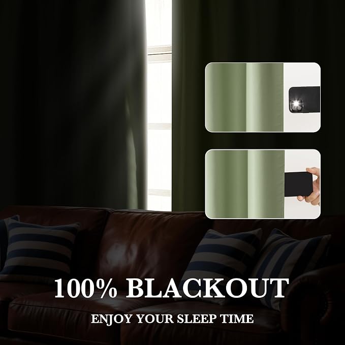 RYB HOME 100% Blackout Basement Curtains 24 inches Long, Heat & UV Blocking - Image 5