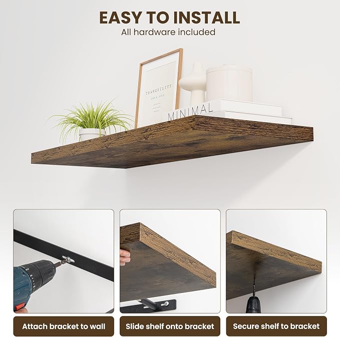 Dreamland 36" Floating Shelves for Wall, Wall-Mounted Shelves for Bedroom - Image 5