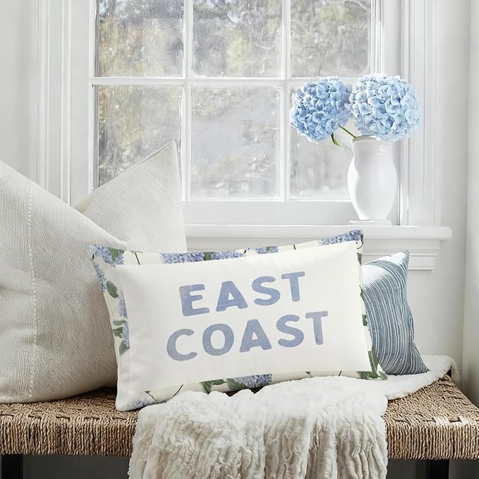 Coastal Decor, Hydrangea Floral East Coast Throw Pillow Lumbar Gifts - Image 6