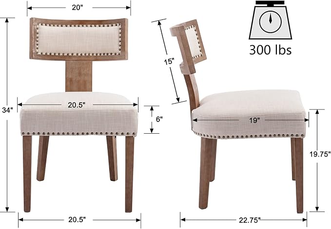 VESCASA Linen Upholstered Dining Chairs - Image 6