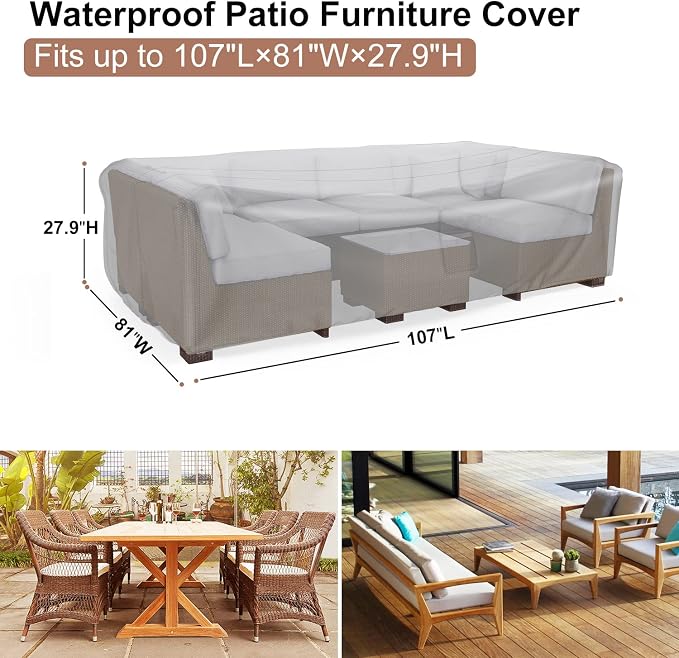 Patio Furniture Set Cover Waterproof, Mrrihand Outdoor Sectional Sofa Set Cover - Image 2