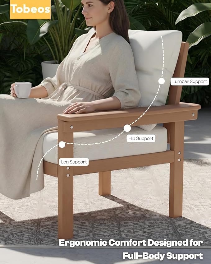 HDPE 3 Piece Patio Furniture Set, All-Weather Outdoor Couch Set - Image 3