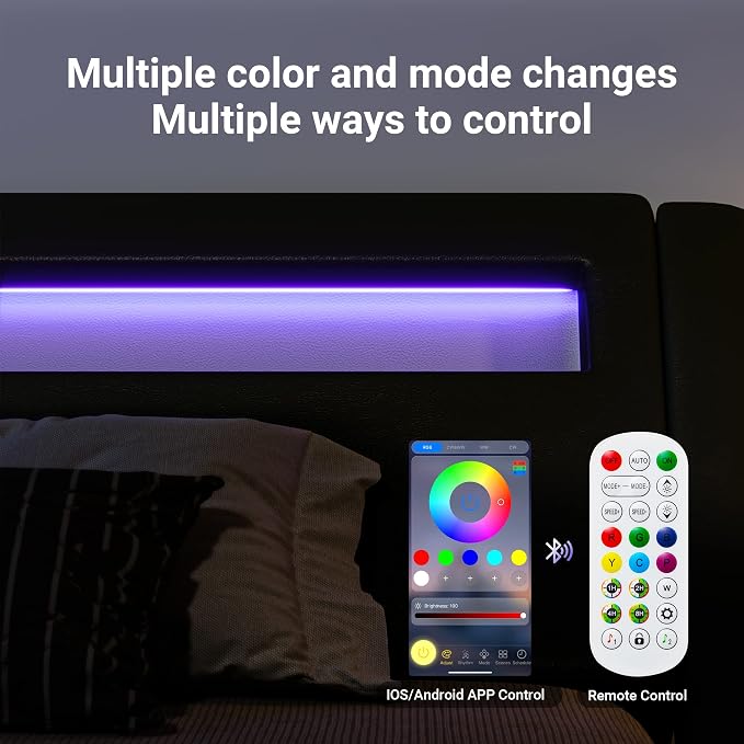 Allewie Full Size LED Platform Bed Frame - Image 5