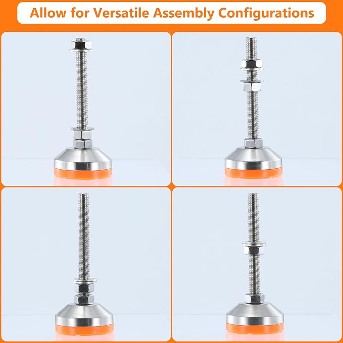 Heavy Duty 2400 lb Capacity Stainless Steel Adjustable Leveling Feet - Image 4