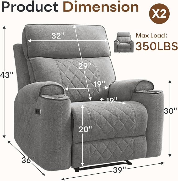 HAOMARKETS Power Recliner Chair Set of 2 - Image 2
