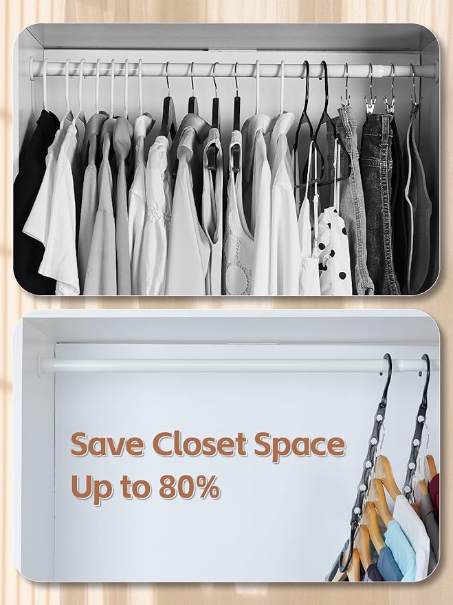 HOUSE DAY Black Magic Space Saving Hangers 10 Pack, Premium Smart Hanger Hooks - Image 3