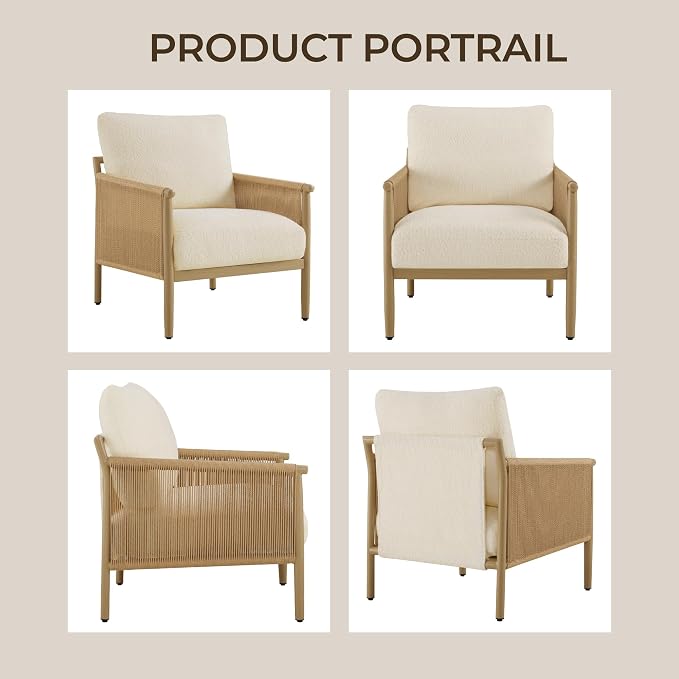 CHITA Accent Chairs Set of 2, Braid Modern Armchair - Image 4