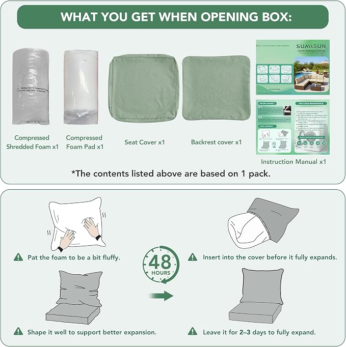 Summsun Outdoor Cushions for Patio Furniture, Faux Linen Water Resistant - Image 8