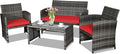 Goplus 4-Piece Rattan Patio Furniture Set, Outdoor Wicker Conversation Sofa by Goplus