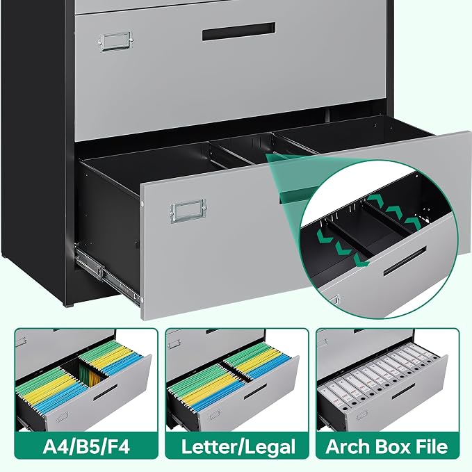 Letaya File Cabinet with Lock-Lateral 3 Drawer Metal Filing - Image 9