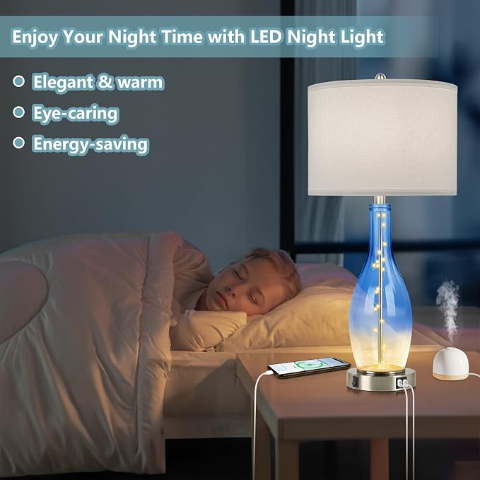 BesLowe 26in Tall Glass Table Lamps Set of 2 - Image 3