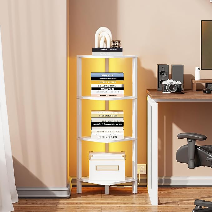 TUTOTAK Corner Shelf, 4-Tier Corner Bookshelf - Image 3