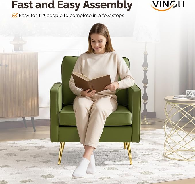 VINGLI Modern PU Leather Accent Chair, Single Sofa Chair - Image 6