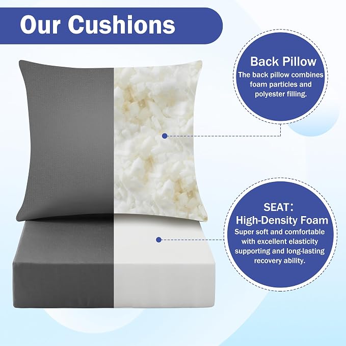 IASEAHK Outdoor Seat Cushion Set, Waterproof & Fade Resistant Patio Chair - Image 4