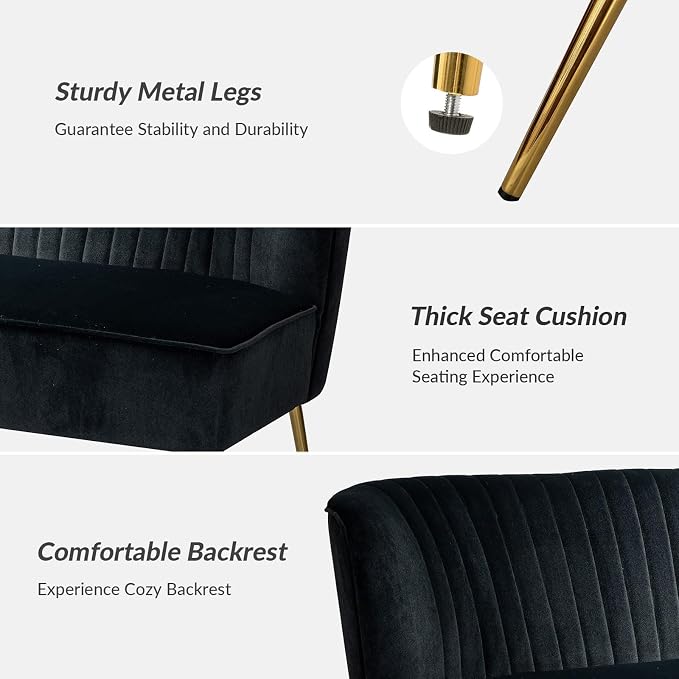 HULALA Home 3 Piece Velvet Living Room Furniture Set, Modern Comfy Upholstered - Image 5