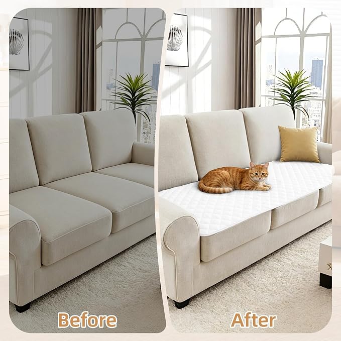 Dog Couch Cover for Sofa 100% Waterproof Faux Linen Sofa Covers for 3 Cushion - Image 7