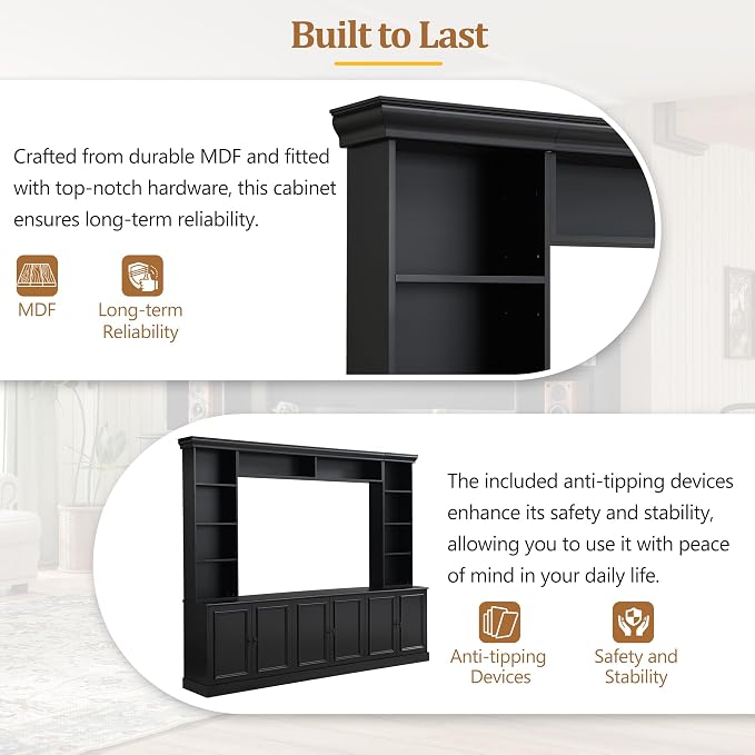Merax 97.4" W Wall Unit Entertainment Center, TV Stand - Image 3