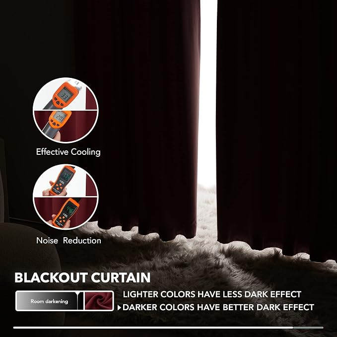 Deconovo Solid Room Darkening Curtains Rod Pocket and Back Tab Blackout Curtains - Image 5