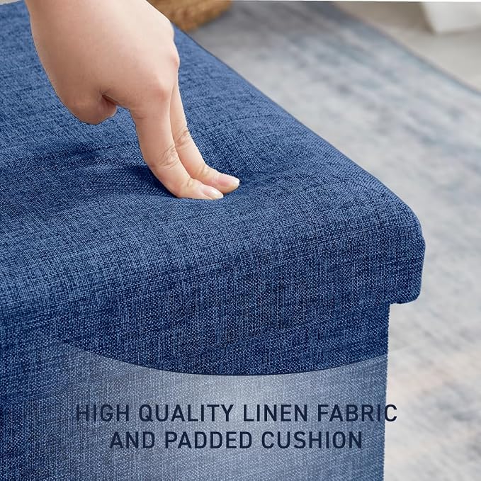 Ornavo Home 2 Pack 15 Inch Folding Storage Ottoman - Image 6