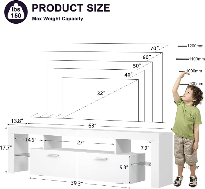 Clikuutory Modern Lighting 63 inch TV Stand - Image 6