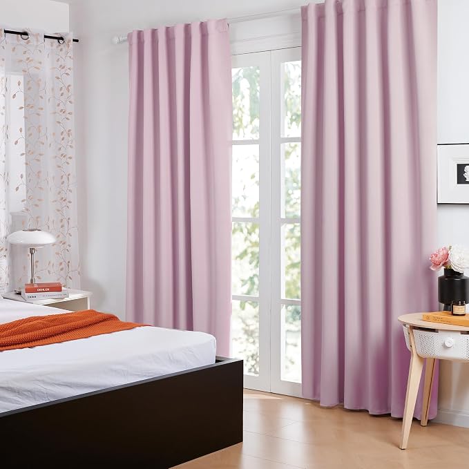 Deconovo Blackout Curtains, Thermal Insulated, W52 x L95 2 Panels, Back Tab - Image 5