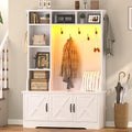 CSZZD White Hall Tree with Bench and Shoe Storage, Entryway Bench with Coat by CSZZD